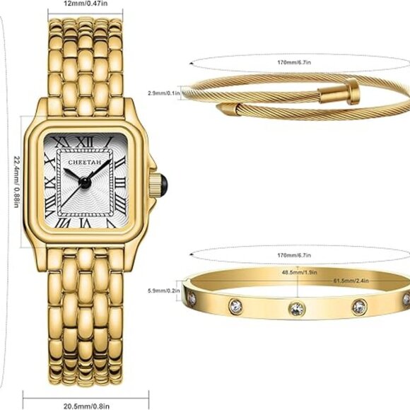 CHEETAH Women’s Gold Bangle Watch and Bracelet Set main image 4